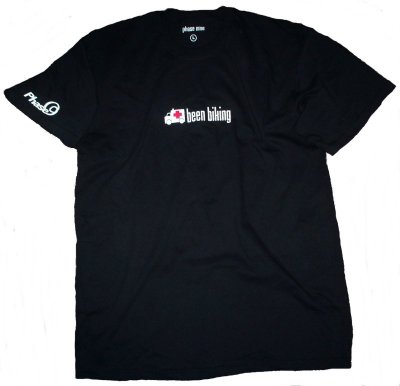 been biking black short sleeve t-shirt with backprint